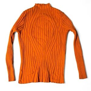 Orange Ribbed Women's Sweater
